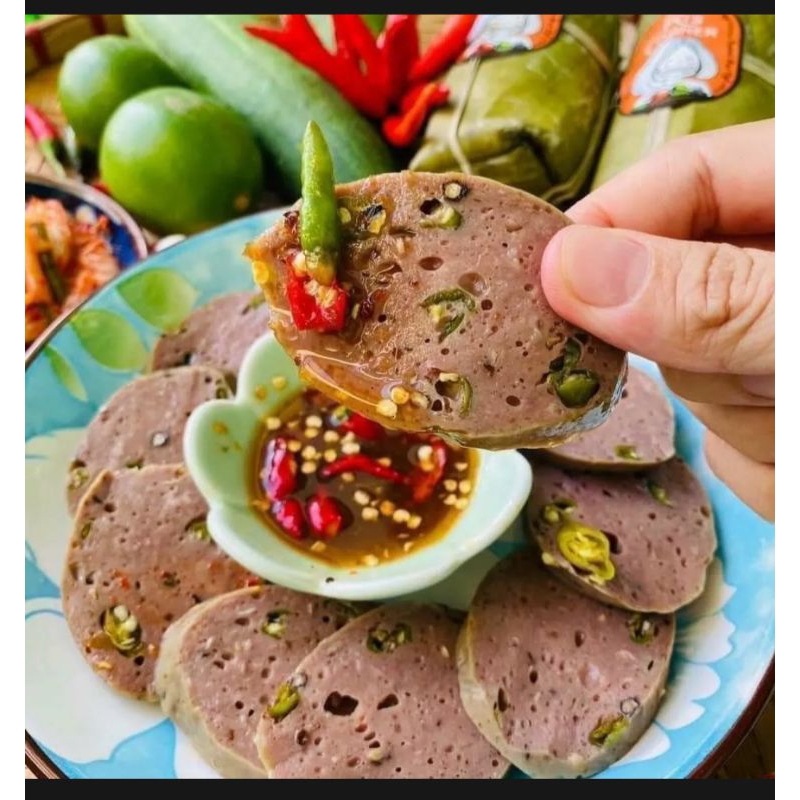 2 cây chả bò da heo ớt xiêm xanh đặc sản bình định