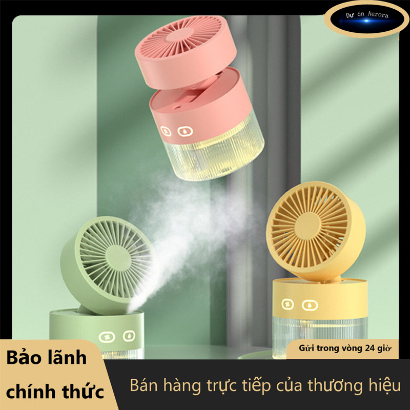 Quạt Mini Đa Năng 2 Trong 1 Nước Làm Mát Quạt Sạc USB Quạt Phun Sương Tạo Độ Ẩm Máy Khuếch Tán Tinh Dầu 350ML có đèn LED