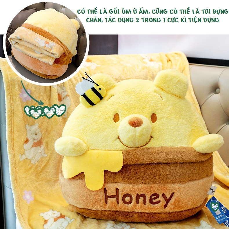 Order | Bộ gối chăn văn phòng, gối dựa lưng size lớn, gối ôm hoạt hình gấu hồng Lotso, Stick, Pooh đáng yêu mềm mại