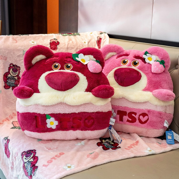 Order | Bộ gối chăn văn phòng, gối dựa lưng size lớn, gối ôm hoạt hình gấu hồng Lotso, Stick, Pooh đáng yêu mềm mại