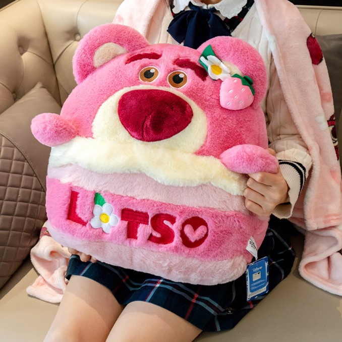 Order | Bộ gối chăn văn phòng, gối dựa lưng size lớn, gối ôm hoạt hình gấu hồng Lotso, Stick, Pooh đáng yêu mềm mại