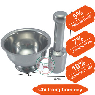 Bộ cối chày inox đâm tiêu giã tỏi đa năng số đủ size tiện lợi