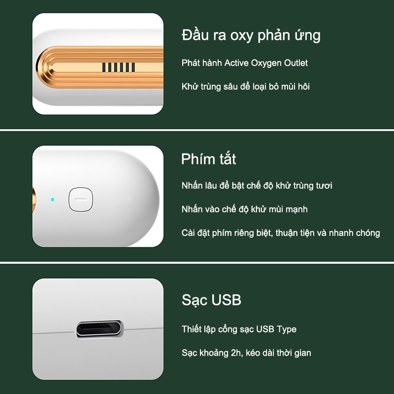 Máy Lọc Không Khí Mini Khử Mùi Tủ Lạnh, Tiệt Trùng Diệt Khuẩn Đảm Bảo Vệ Sinh, An Toàn Thực Phẩm,Máy khử mùi tủ lạnh mới có thể sạc lại