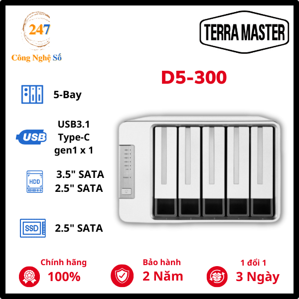 Thiết bị lưu trữ mạng DAS TERRAMASTER D5-300