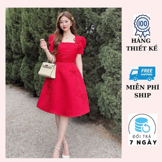 Váy nữ thiết kế đi tiệc cực sang trọng - HOMI SHOP - Đầm đỏ chất Tafta giữ form chuẩn đi sự kiện nổi bật - ẢNH THẬT
