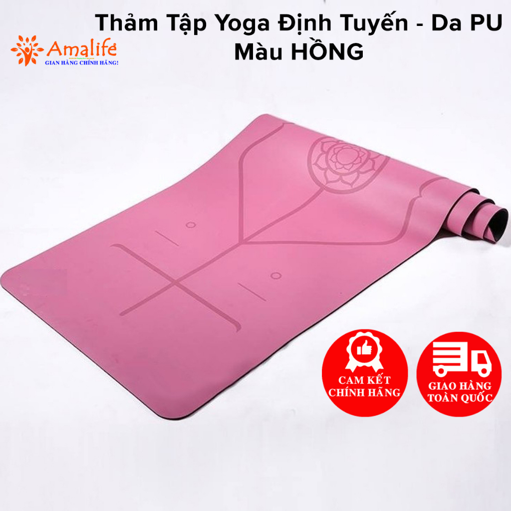 Thảm Yoga Định Tuyến Da PU Màu Hồng - Thảm Tập Yoga Tập Gym Tập Thể Thao Siêu Bám Cao Cấp Chính Hãng Amalife