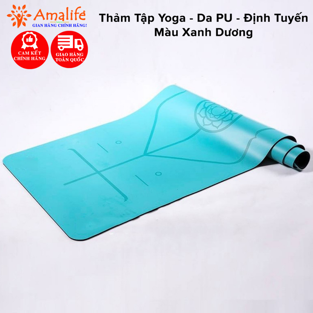 [Màu Xanh Dương] Thảm Yoga Định Tuyến Da PU – Xanh Dương - Thảm Tập Yoga Tập Gym Tập Thể Thao Cao Cấp Chính Hãng Amalife