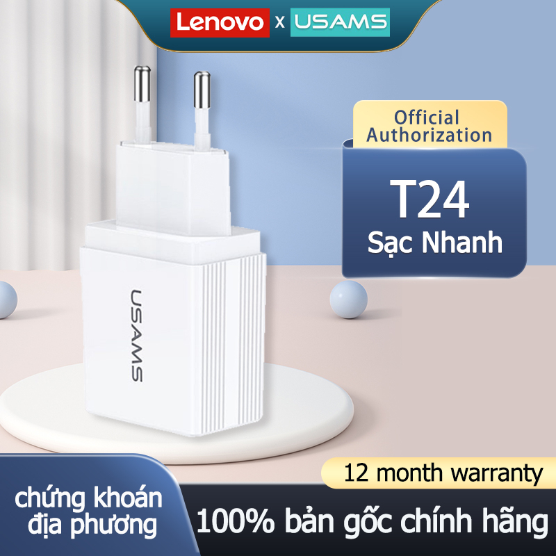 Củ Sạc Nhanh Usams T24 2.1A Cổng đôi USB Tiện Lợi Cho Du Lịch（EU）Travel Charger Cho Cổng USB/Type C/ Micro 2.1A