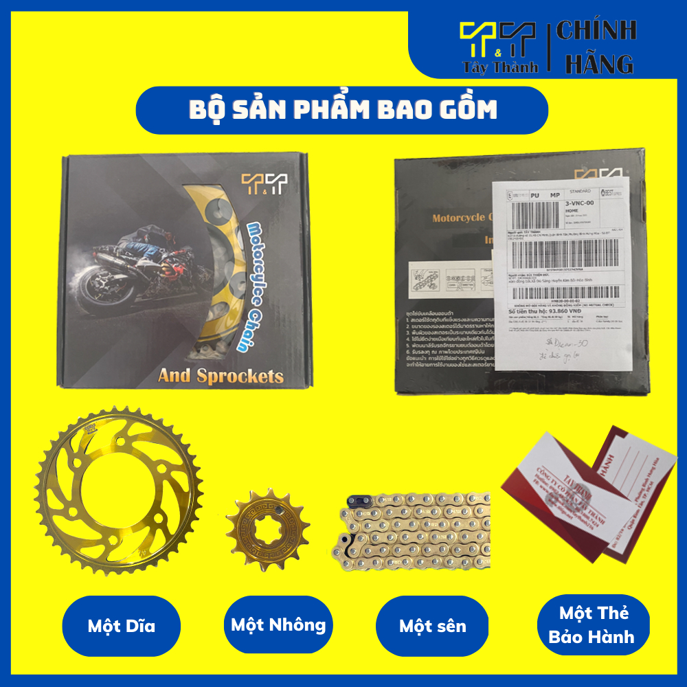 Nhông sên dĩa Exciter 150, hàng nhập Thái Lan, chính hãng T&T. Tây Thành chuyên nsd xe máy.