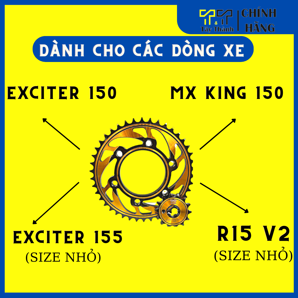 Nhông sên dĩa exciter 150, hàng nhập Thái Lan. Bảo hành 6 tháng - 1 đổi 1 Shop tây thành chuyen nsd ex 150