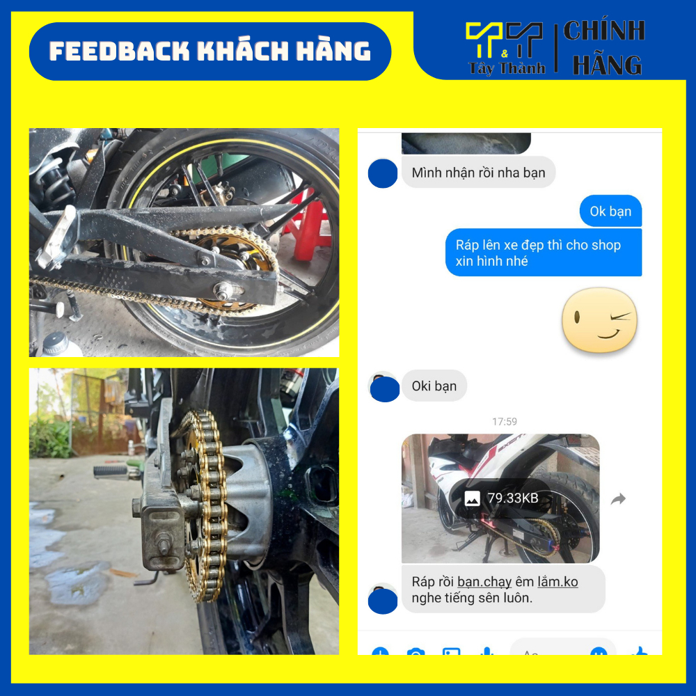 Nhông sên dĩa Exciter 150, hàng nhập Thái Lan, chính hãng T&T. Tây Thành chuyên nsd xe máy.