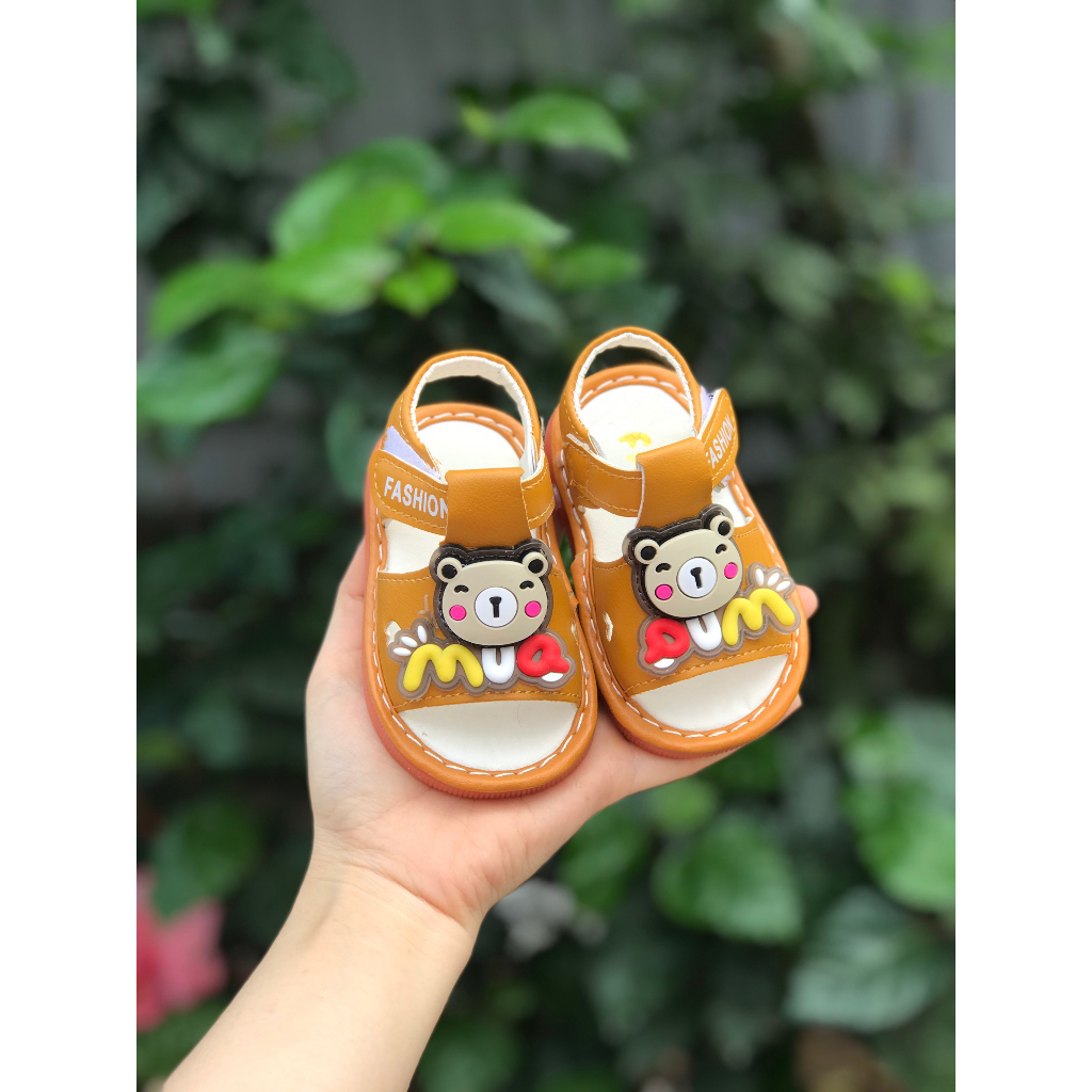 Dép cho bé gái, bé trai tập đi có hình gấu dễ thương mã 909