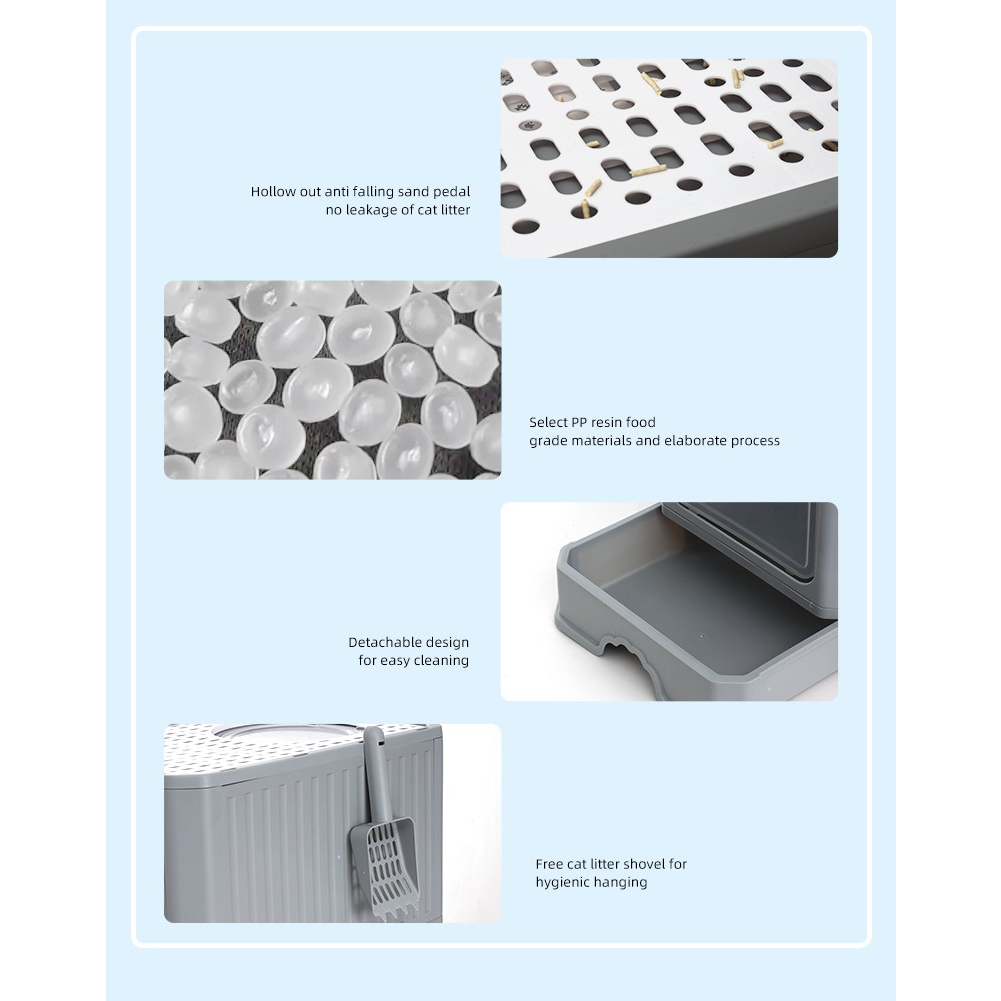 Nhà vệ sinh vuông cho mèo có 2 cửa khay cát dạng ngăn kéo (nhà mèo đời mới)