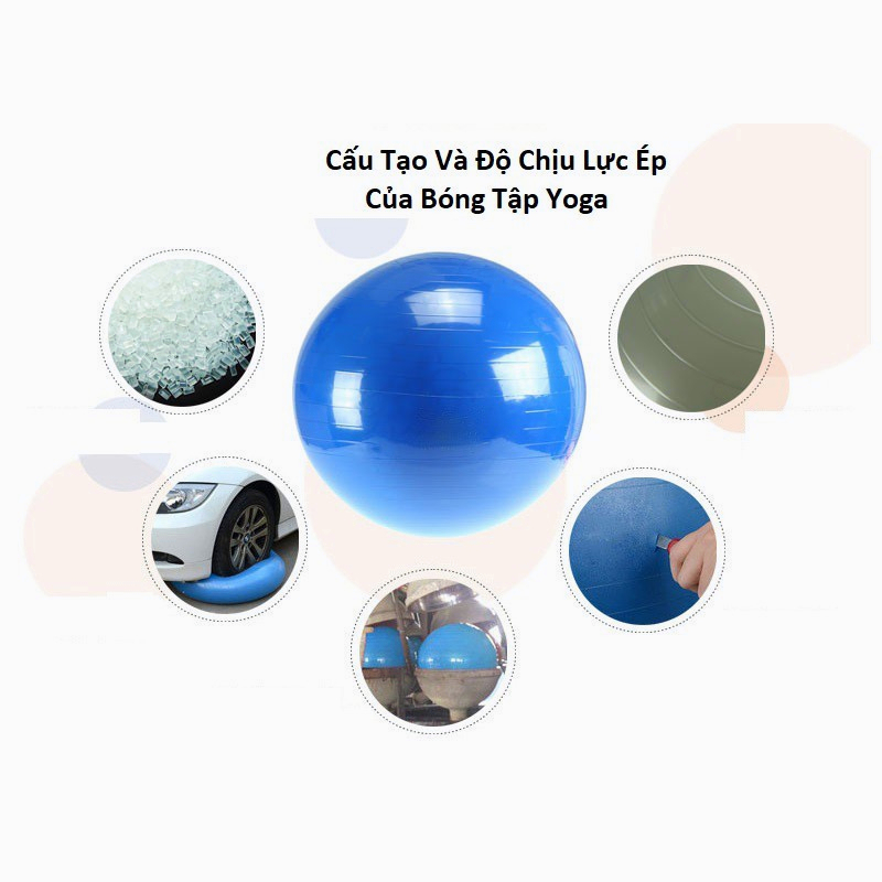 Bóng Tập YOGA, Banh Bóng Yoga Tập Gym Thể Hình Cao Cấp 55 65 75cm Dày 2mm Chống Nổ