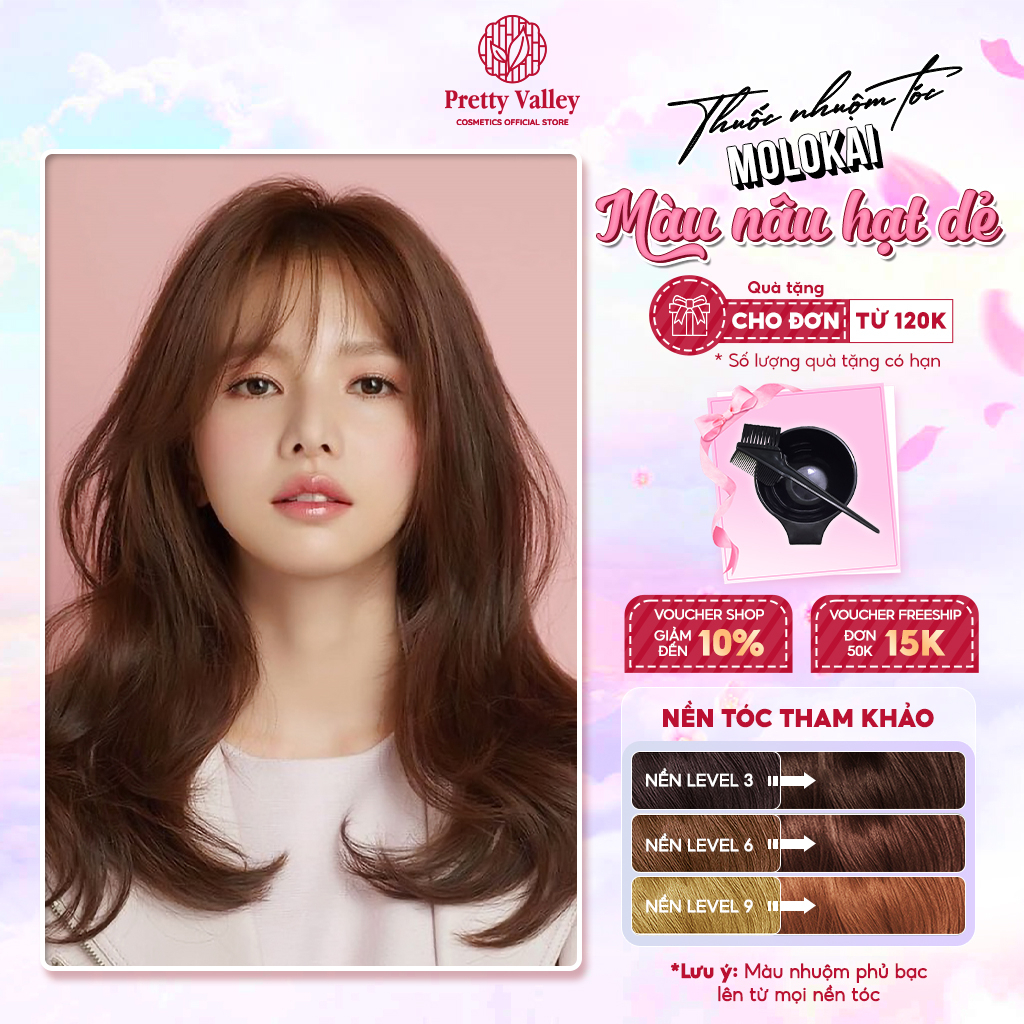 Thuốc nhuộm tóc màu nâu hạt dẻ Molokai siêu dưỡng, thuốc nhuộm tóc tại nhà - Pretty Valley Store