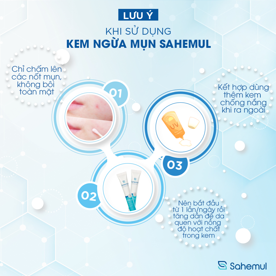 Combo Kem Ngừa Mụn 20gr Và Nước Tẩy Trang 250ml Sahemul Dùng Cho Da Có Mụn Viêm, Mụn Bọc Và Thâm Mụn