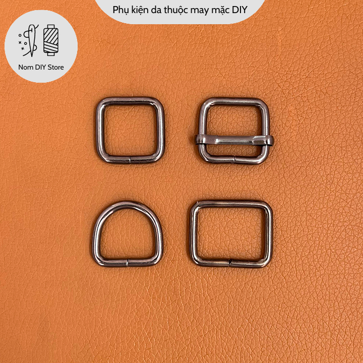 Set Khoen Vuông – Khoen Chữ Nhật – Khoen D- Tăng Đưa Lọt Lòng Dày 3.4mm 20mm Màu Đen Phụ Kiện Làm Túi Da Handmade DIY