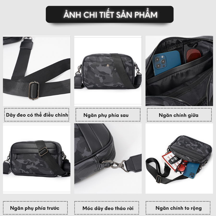 Túi xách da nam đeo chéo thời trang cao cấp phong cách Hàn Quốc chống nước Tomado TD07