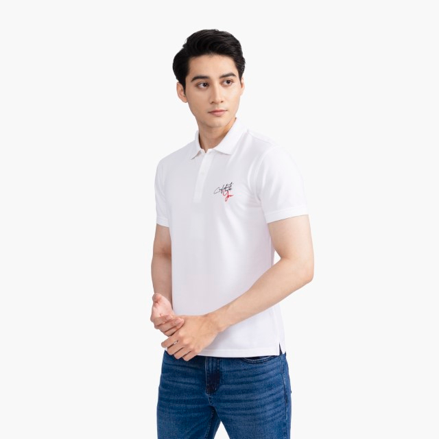 Áo polo nam INSIDEMEN chất thoáng khí thoải mái vải cotton trơn thêu chữ trên ngực IPS046S2