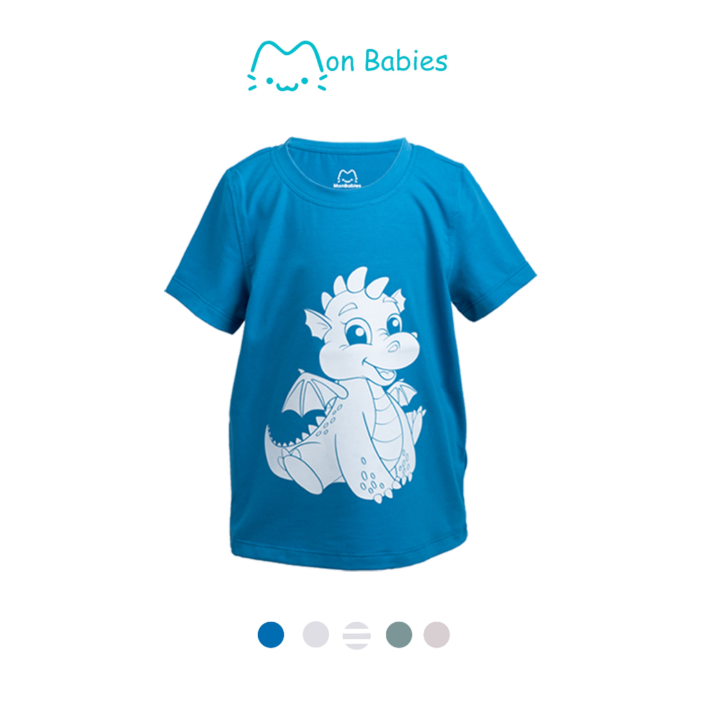 Áo thun bé trai, áo phông cho bé trai in hình hoạt hình chất liệu cotton cao cấp, cho bé từ 2-6 tuổi MonBabies ACT23S01