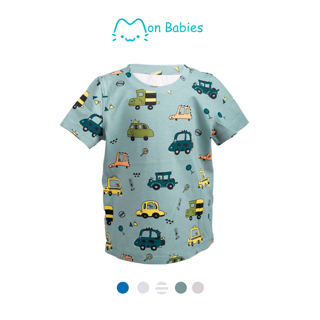 Áo thun bé trai, áo phông cho bé trai in hình hoạt hình chất liệu cotton cao cấp, cho bé từ 2-6 tuổi MonBabies ACT23S01