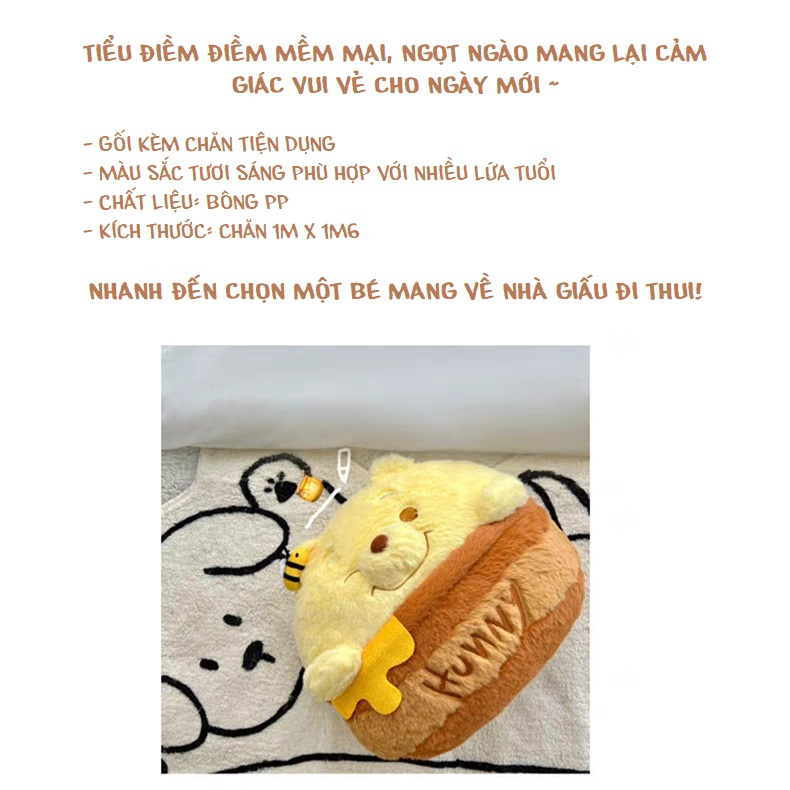 Order | Bộ gối chăn văn phòng gấu hoạt hình, gấu ong vàng ngộ nghĩnh, ngọt ngào cho mọi lứa tuổi