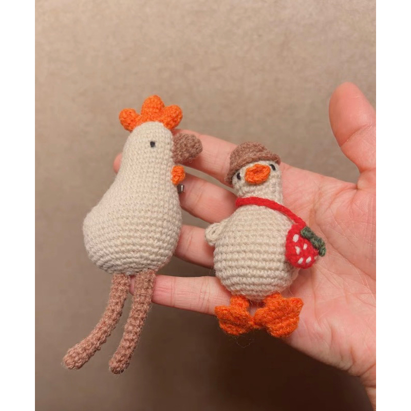 Móc khoá Vịt đội nón bằng len-Móc khoá gà bằng len-Móc khoá len-Móc khoá handmade
