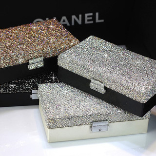 HCM- Hộp đựng trang sức đính kim cương lấp lánh bling bling- có khóa - hộp đựng nữ trang cao cấp