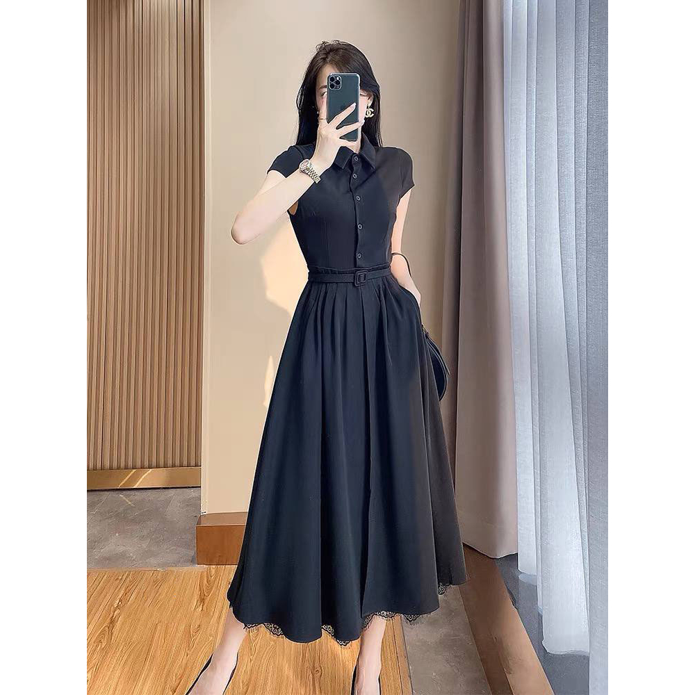 Đầm/Váy Cổ Sơ Mi Phối Ren Chân Váy VADLADY BY NEED Kèm Đai Chất Liệu Chéo Nhập Khẩu Cao Cấp N991
