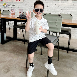 Bộ POLO cộc tay họa tiết gấu cho bé trai từ 8-20kg