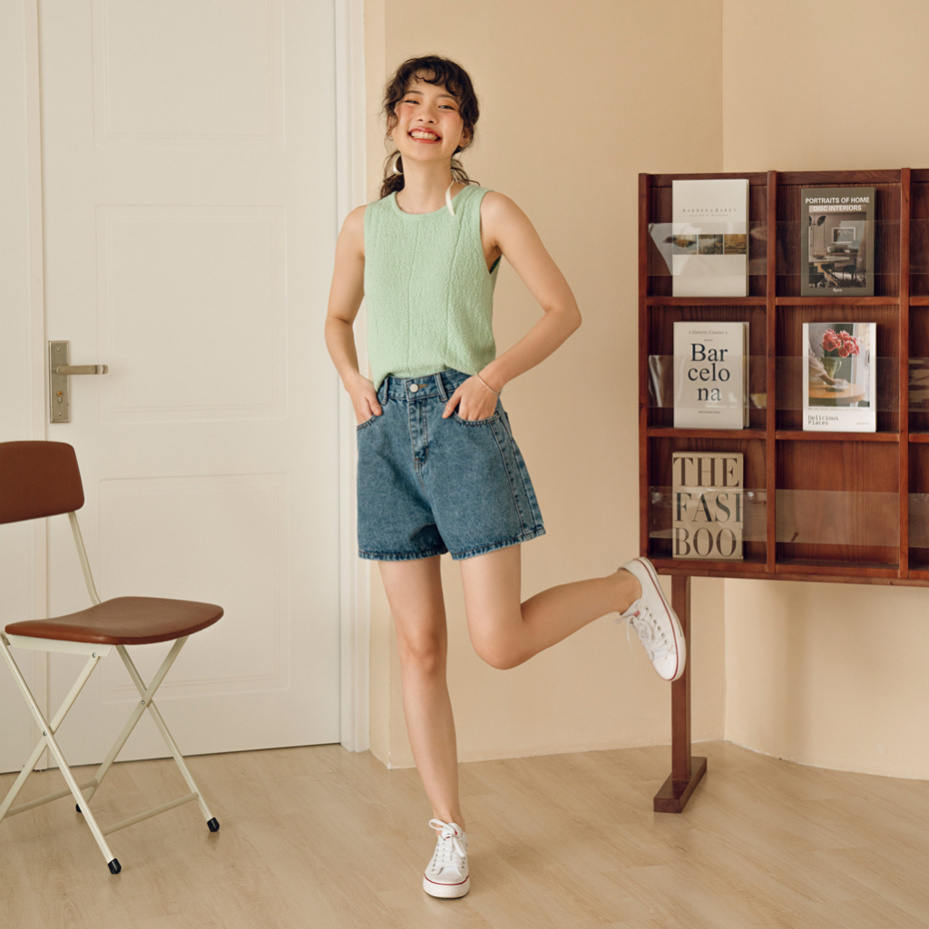 BLEUBIRD Quần short denim dáng A xòe Penny Shorts