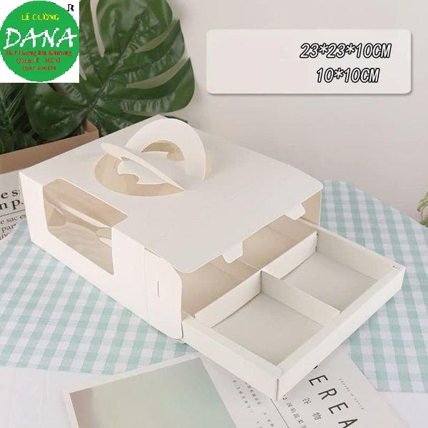 Hộp giấy đựng bánh 4 ngăn 23x23x10cm