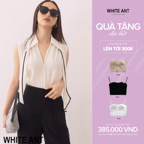 Sơ Mi Sát Nách Dây Cổ Đính Liền Nữ White Ant Hàng Thiết Kế Cao Cấp 170300192