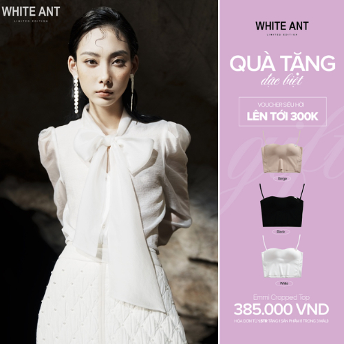 Sơ Mi Cổ Nơ Tay Dài Nữ White Ant Hàng Thiết Kế Cao Cấp MIRYN TIE FRONT BLOUSE 171313001