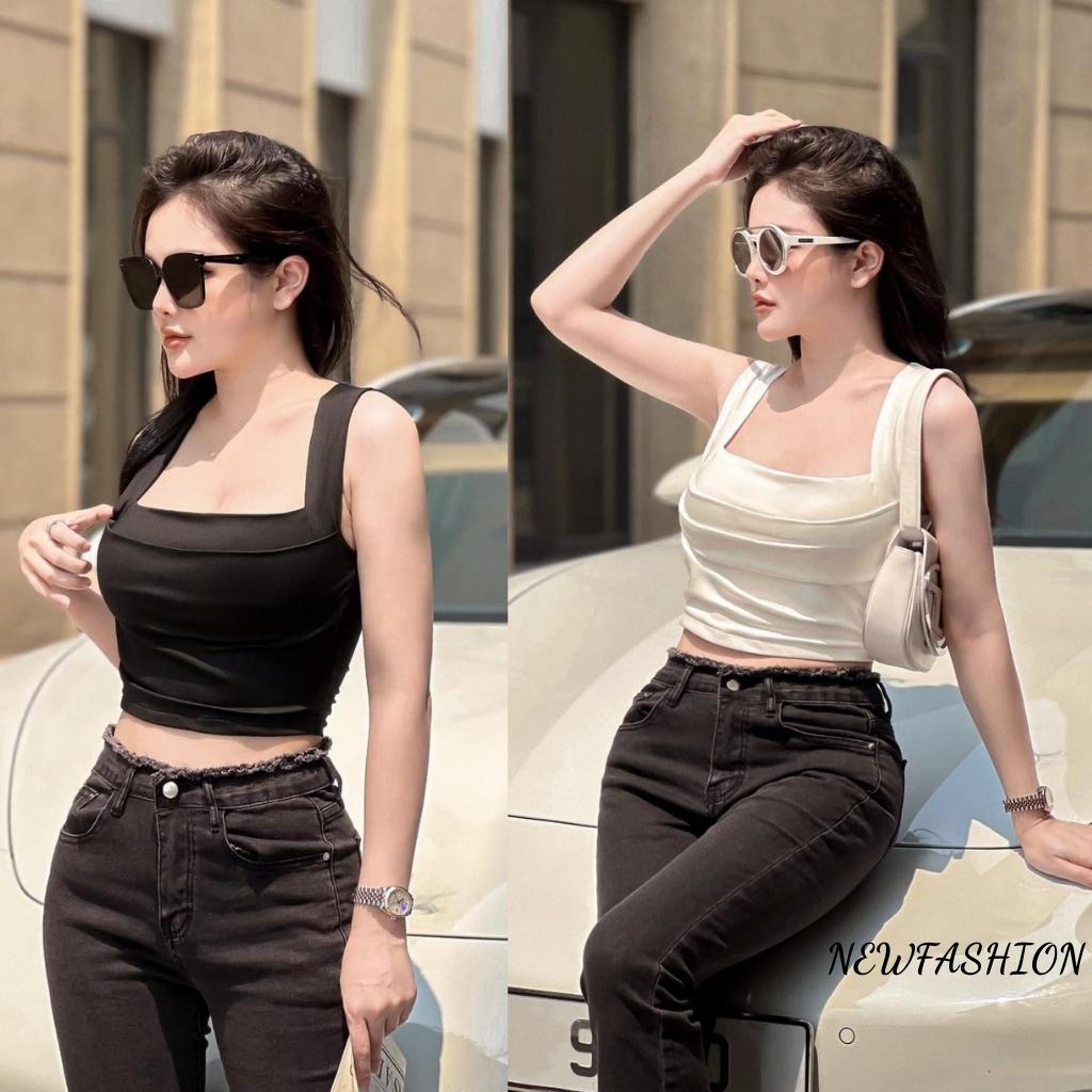 Áo hai đây bản to - Áo croptop cổ vuông - Áo thun ôm body - Áo thiết kế phong cách trẻ trung, năng động nhiều màu