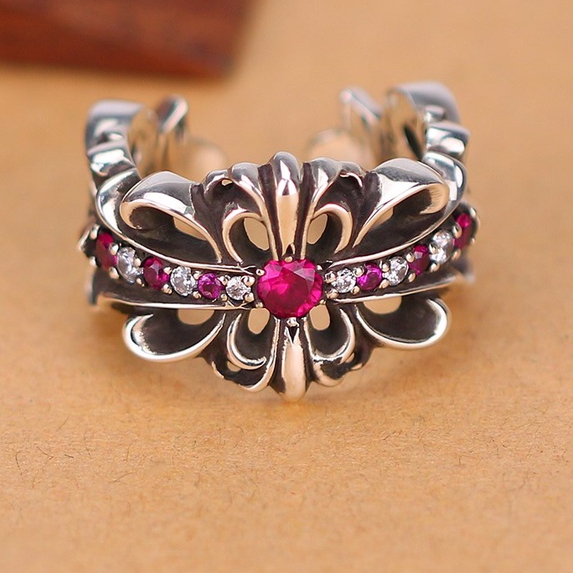 Nhẫn Chrome Heart double floral fulldiamond bạc 925 cao cấp full phụ kiện - Shop Lộc Độc Và Lạ