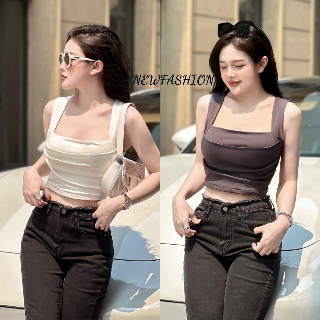 Áo hai đây bản to - Áo croptop cổ vuông - Áo thun ôm body - Áo thiết kế phong cách trẻ trung, năng động nhiều màu