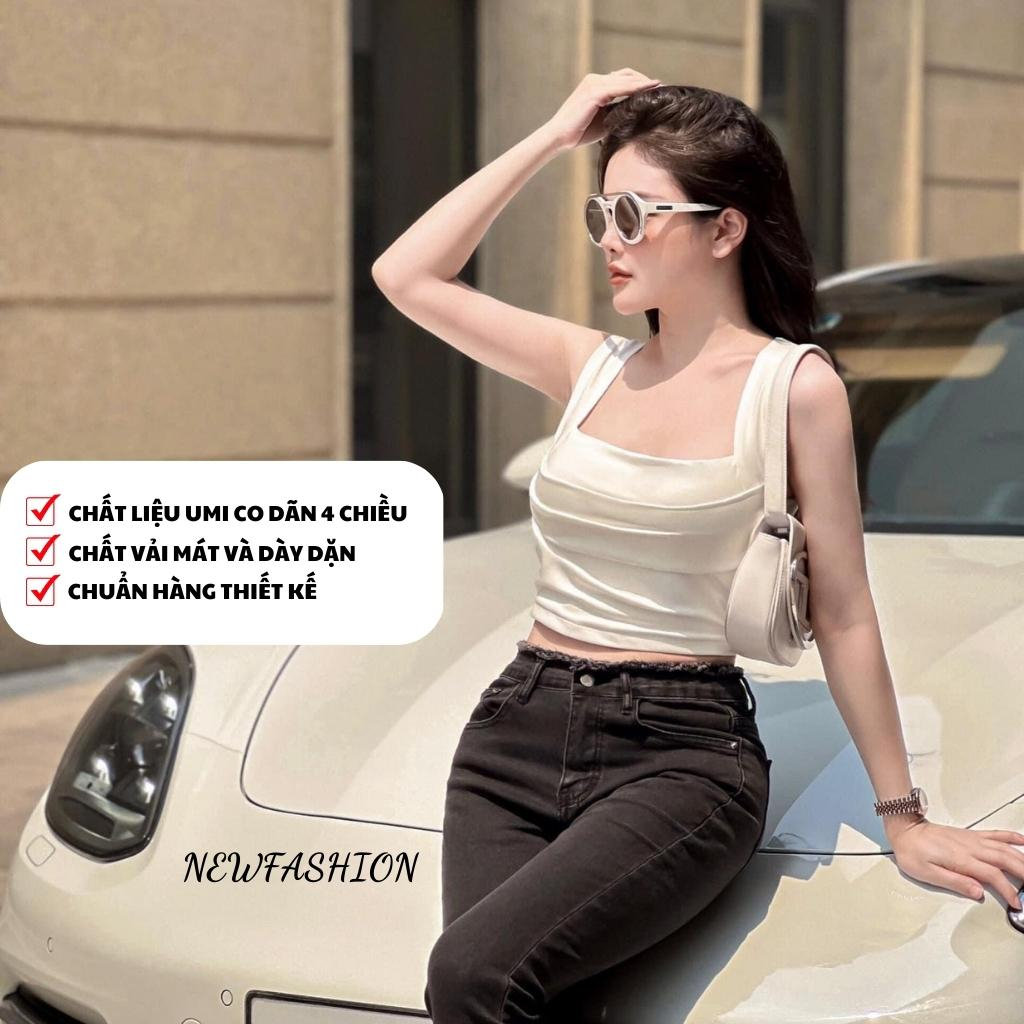 Áo hai đây bản to - Áo croptop cổ vuông - Áo thun ôm body - Áo thiết kế phong cách trẻ trung, năng động nhiều màu