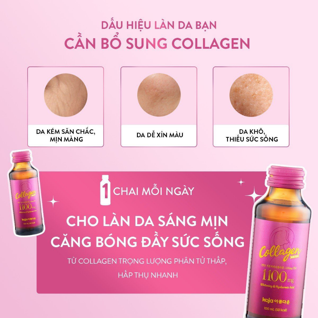 Nước uống bổ sung Collagen Koja Beautiful Hàn Quốc 1100mg hộp 10 lọ x 100ml/ lọ