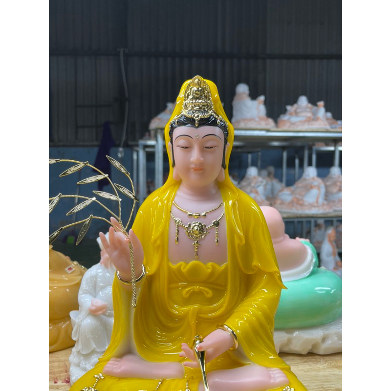 Tượng Phật Tây Phương tam thánh, tượng đá  cao cấp đài sen vàng  16in