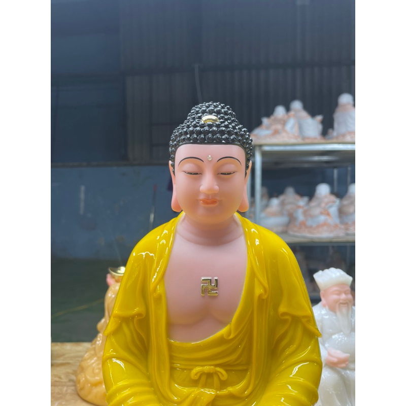 Tượng Phật Tây Phương tam thánh, tượng đá  cao cấp đài sen vàng  16in