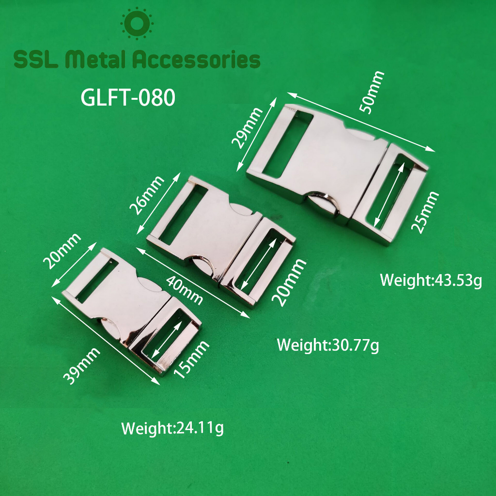 Set 2 Móc khóa kim loại dành cho ngành thời trang, bảo hộ, thắt lưng Alloy buckle GLFT-080 15mm 20mm 25mm