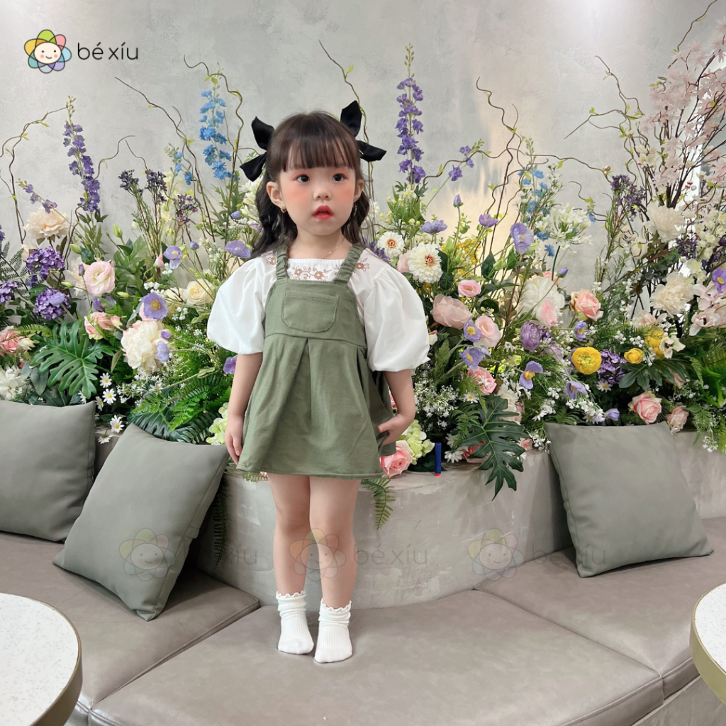 Váy yếm 2 dây kèm áo xinh xắn cho bé gái từ 6-16kg, V03