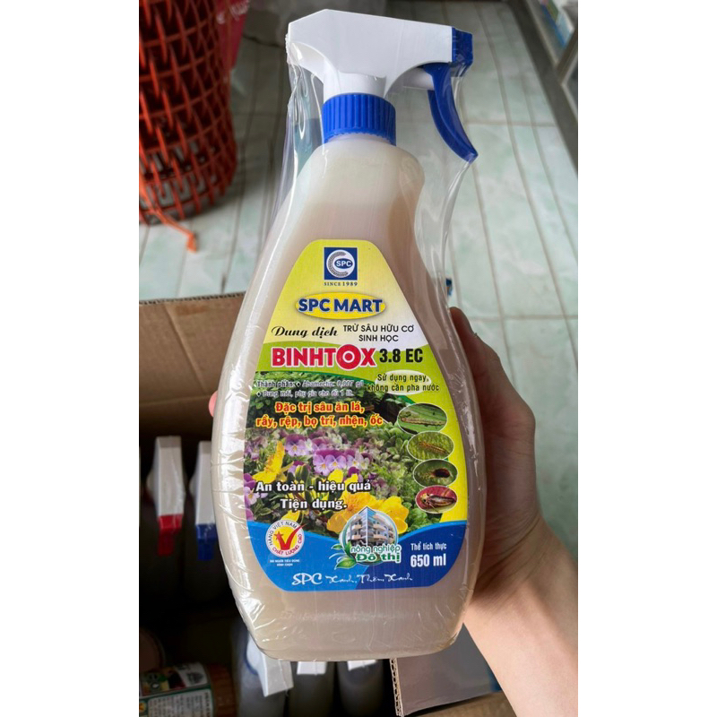 Bình xịt hữu cơ BINHTOX 3.8 EC 650 ml. TRỪ RẦY, RỆP, BỌ TRĨ, NHỆN, ỐC tổng hợp cho đô thị