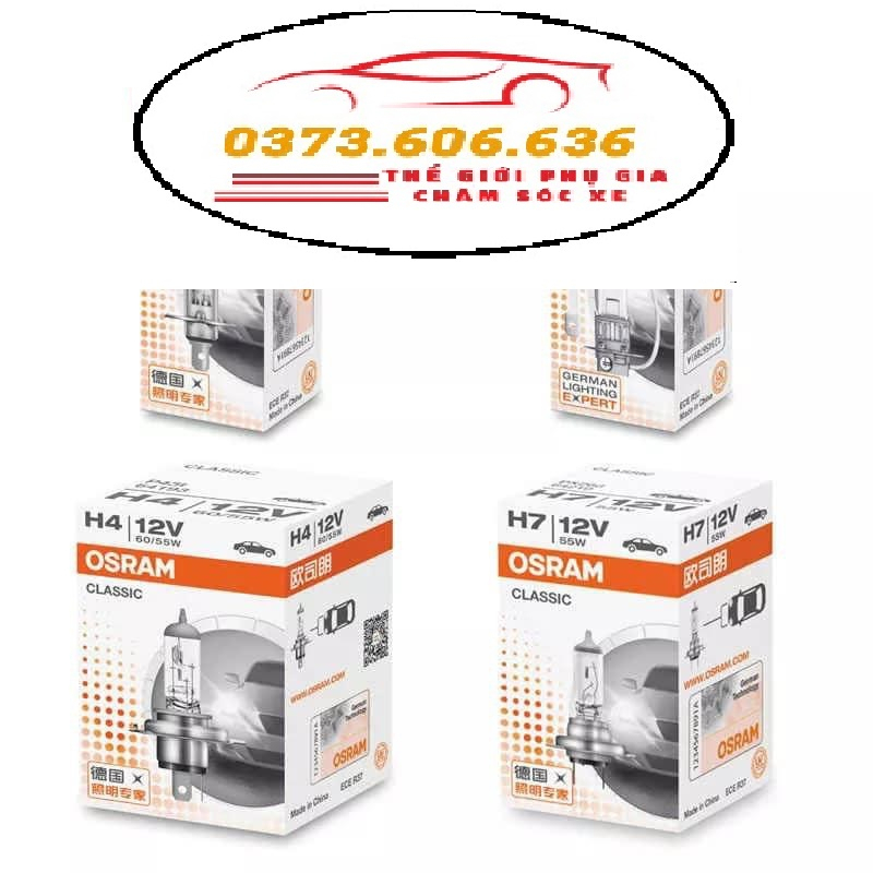 Bóng H4 - Bóng Đèn ôtô Halogen OSRAM Original 12V 55/60W Nhập Khẩu Chính Hãng