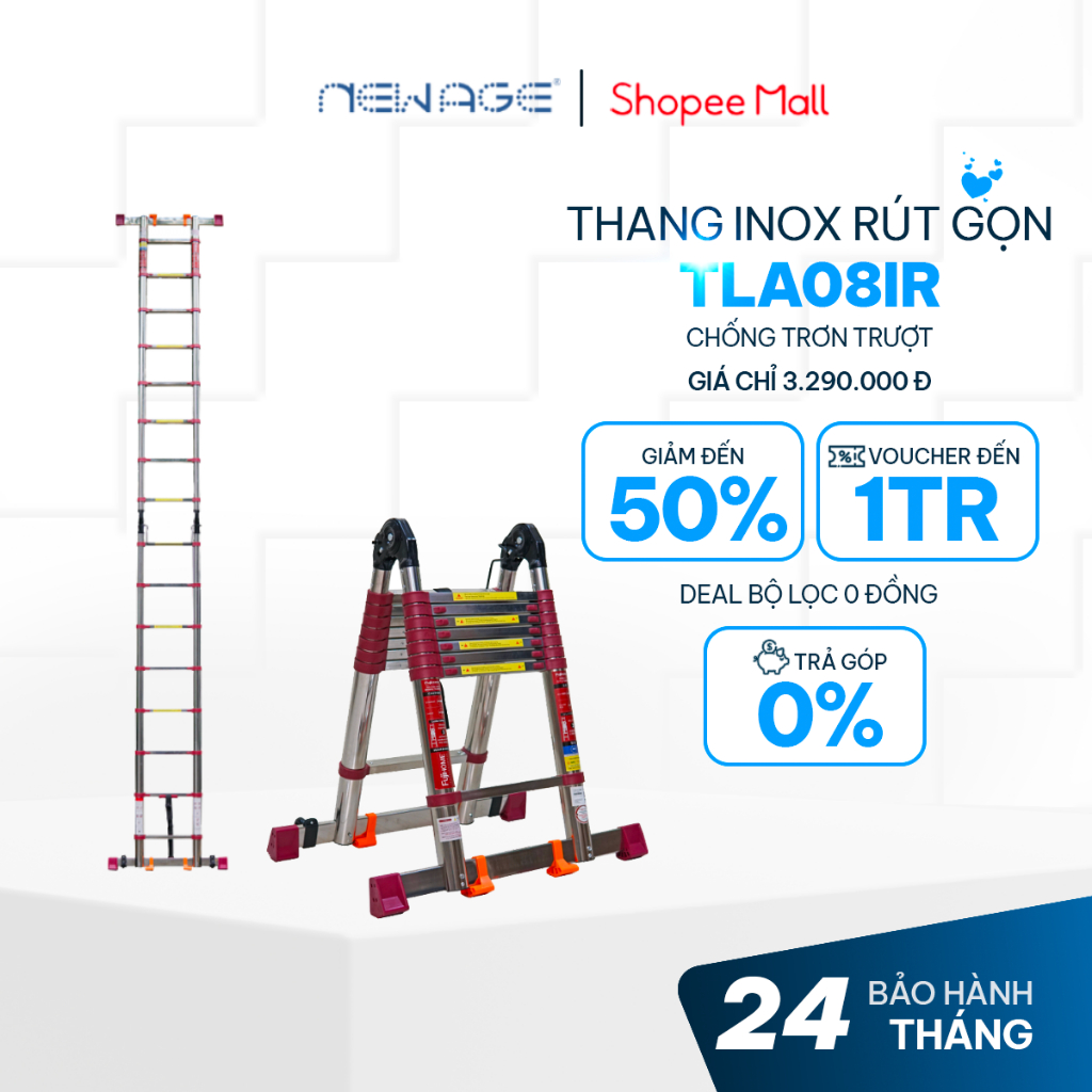 Thang nhôm chữ A Nhập Khẩu 4,4m - 5m chống trượt gấp gọn thương hiệu Fujihome