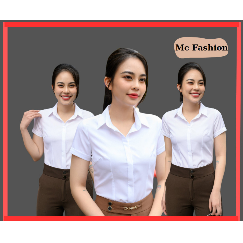 Áo sơ mi trắng nữ công sở cao cấp chuẩn form chiết eo 6 ly Áo sơ mi nữ siêu lụa MC Fashion đủ size ngắn tay, dài tay