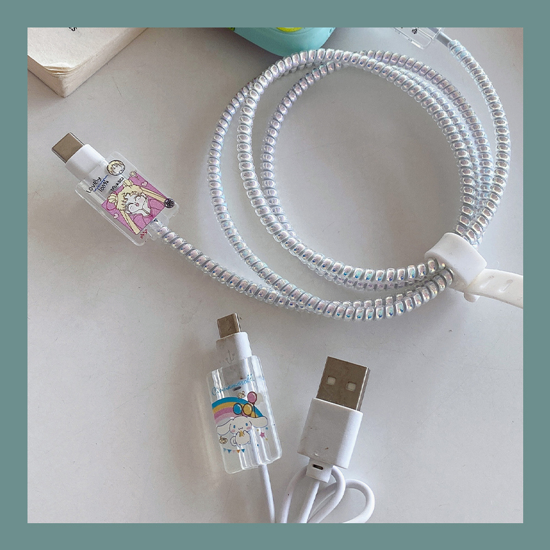 Phụ Kiện Bảo Vệ Đầu Dây Cáp Sạc USB Chống Gãy Hình Hoạt Hình Dễ Thương-CY