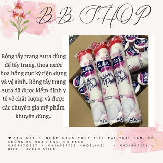 Bông tẩy trang aura 150 miếng 100% cotton