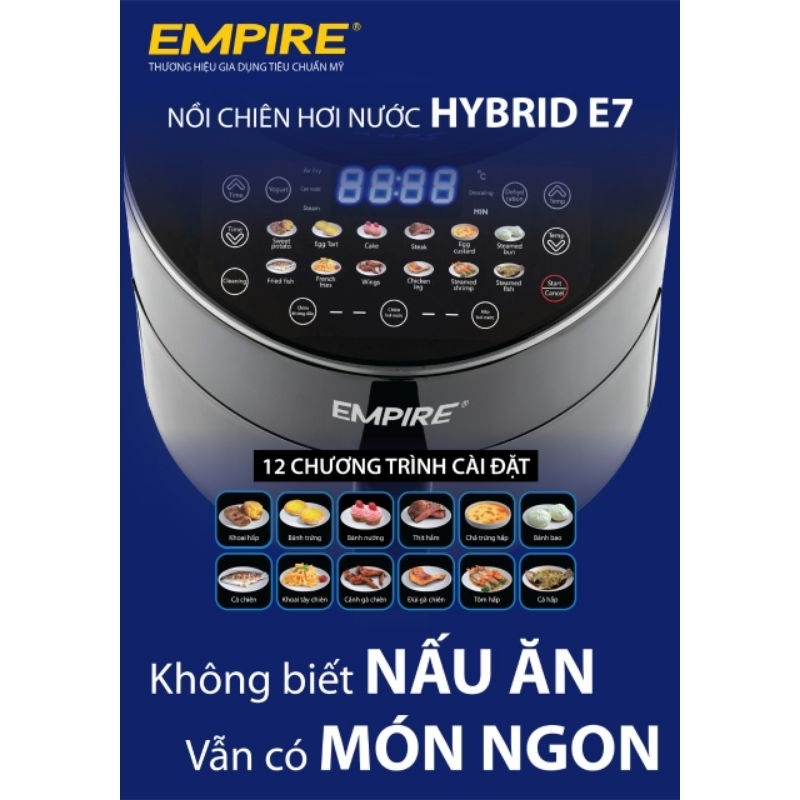 Nồi Chiên Không Dầu Hơi Nước E7 Empire 5 in1 7 lít